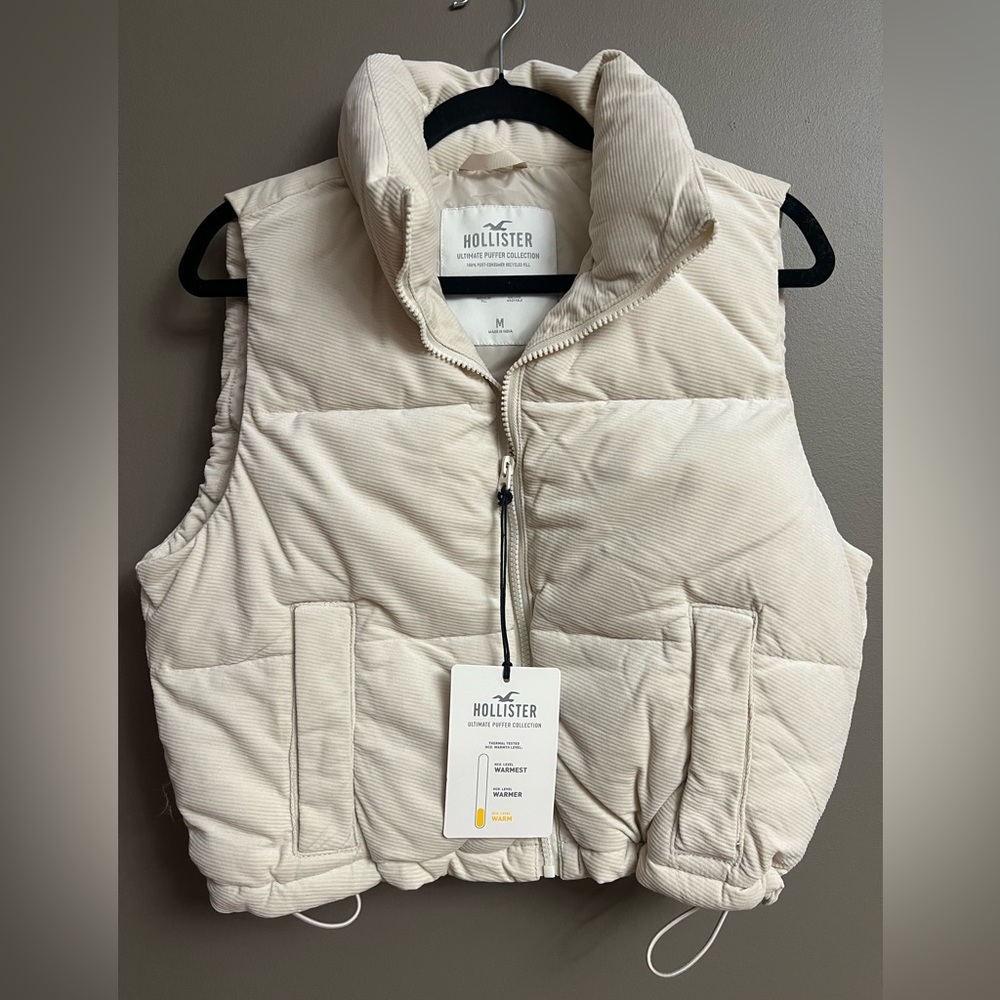 Hollister Off-White Quilted Vest